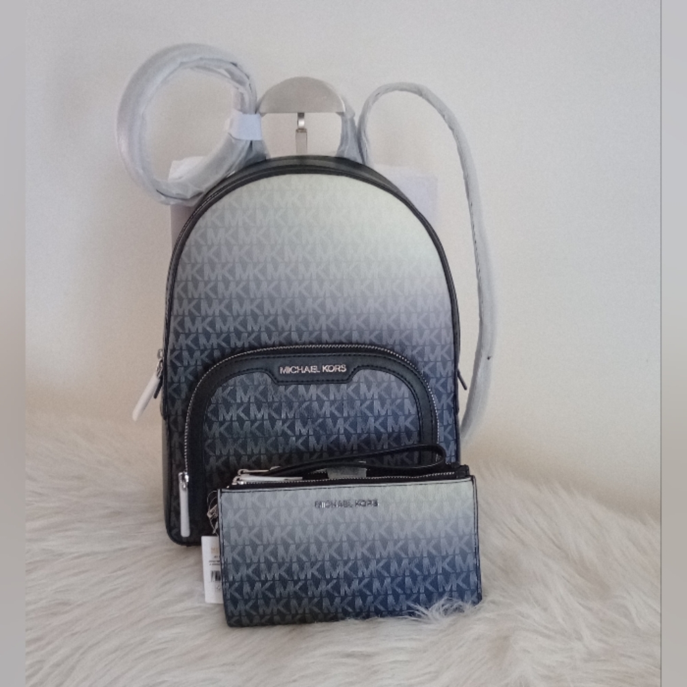 NWT Michael Kors Black Ombre Backpack and Wallet